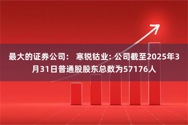 最大的证券公司： 寒锐钴业: 公司截至2025年3月31日普通股股东总数为57176人
